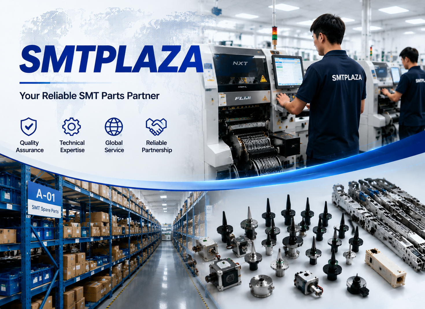 Precision SMT placement machine components arranged for inspection